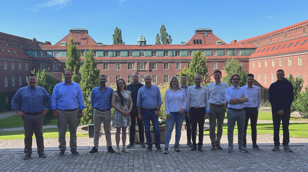 Group photo of all project members, a sunny day at KTH Royal Institute of Technology